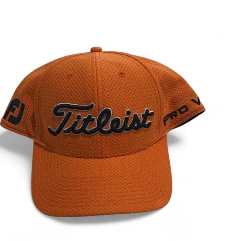 Titleist Golf Hat Mens L/XL Orange Excellent A-Flex Mesh Embroidered Cap